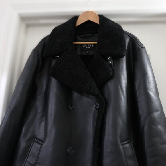 Guess men's trench coat faux fur black size XXL MSRP $350. - Picture 2 of 12